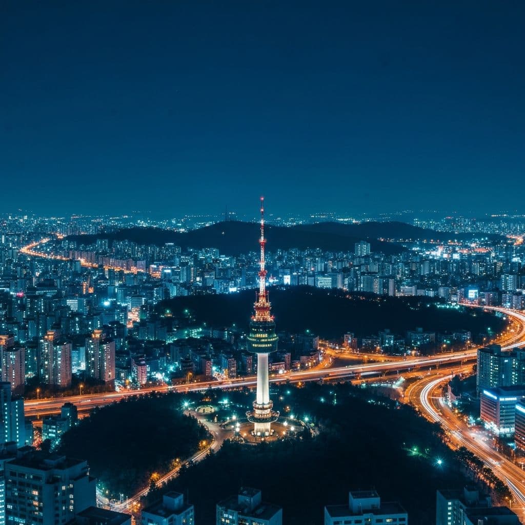 Namsan Tower at night in Seoul, South Korea